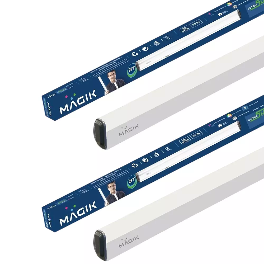 Magik 20 W Ultima Super Mini LED Batten Light 3000 K Color Temperature and Polycarbonate Body, BUSM020W4502E2 (Pack of 2)