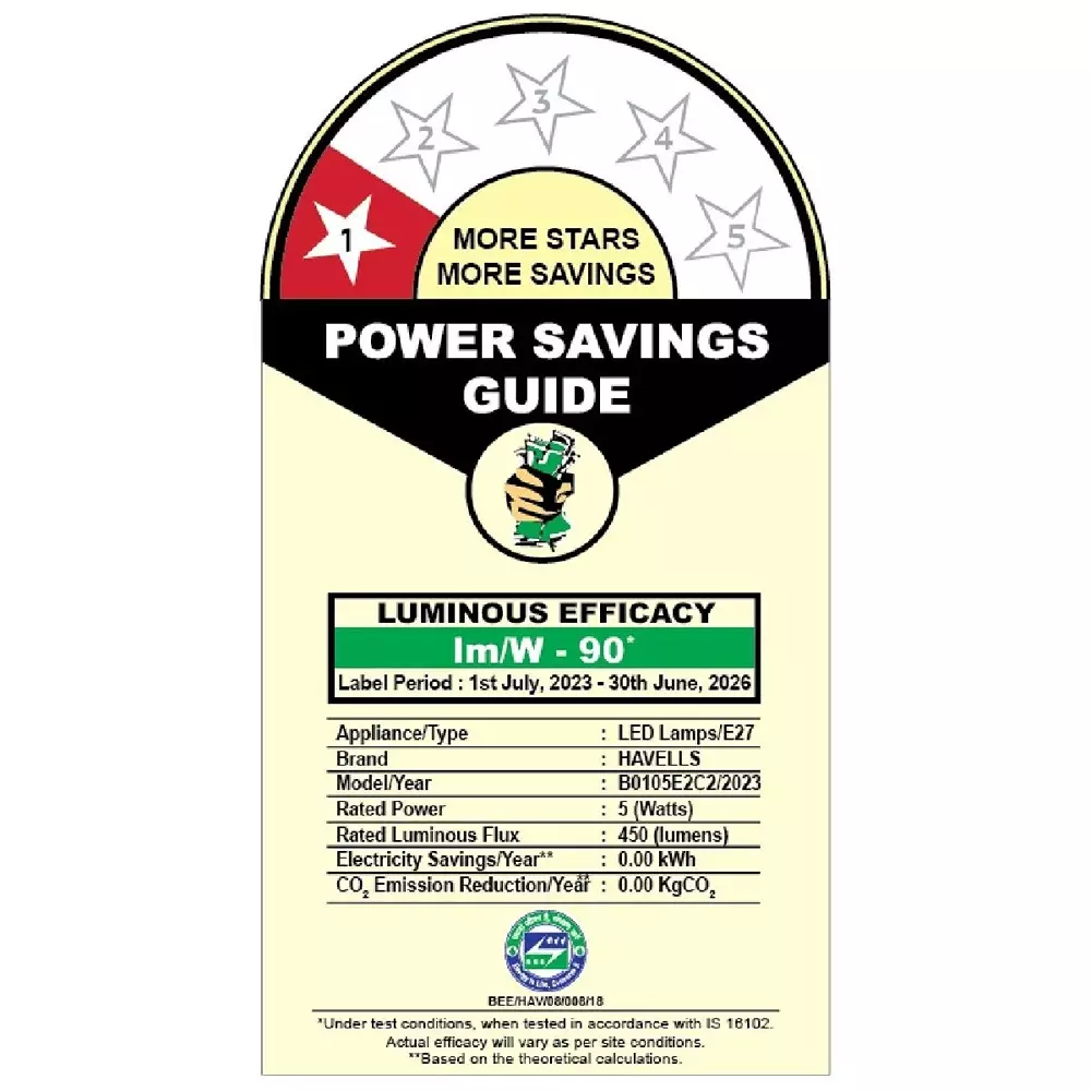 Havells 20 W Adore Plus LED Lamp V5 E27 Base Cap and Warm White Effect, LHLDERHNIH2R020