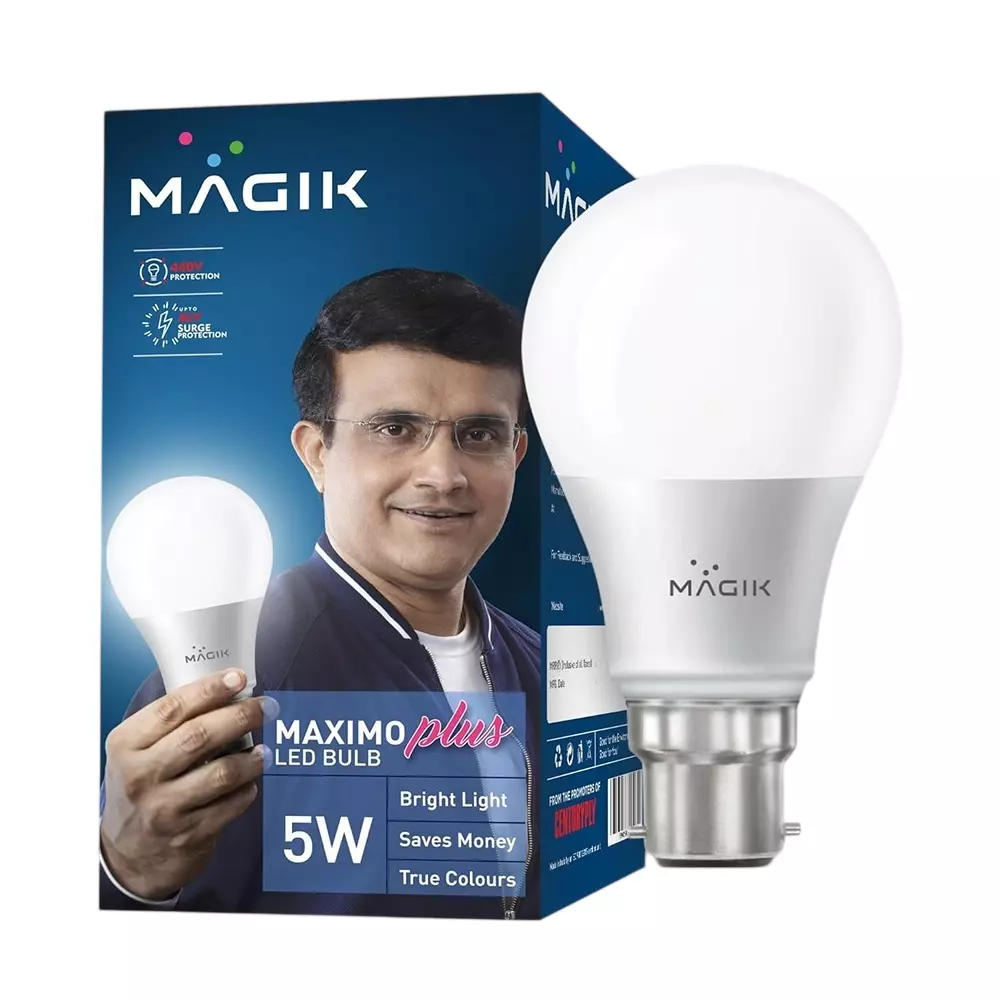 Magik 5 W Maximo Plus LED Bulb 6500 K Color Temperature B22 Base and Upto 4 kV Surge Protection, LUMAP005C4131E4 (Pack of 4)
