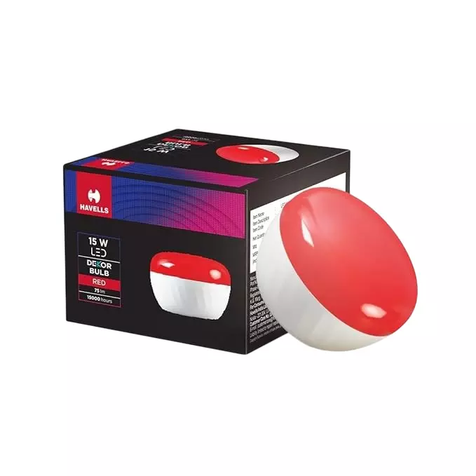 Havells 15 W Dekor Bulb LED Lamp B22 Base Cap and Red Color, LHLDDDBNP5R15