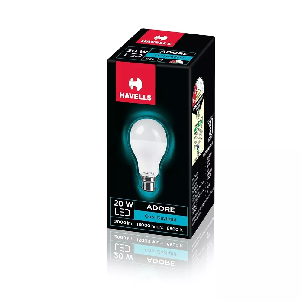 Havells 20 W Adore Plus LED Lamp V5 B22 Base Cap and Cool Daylight Effect, LHLDERENIL2N020