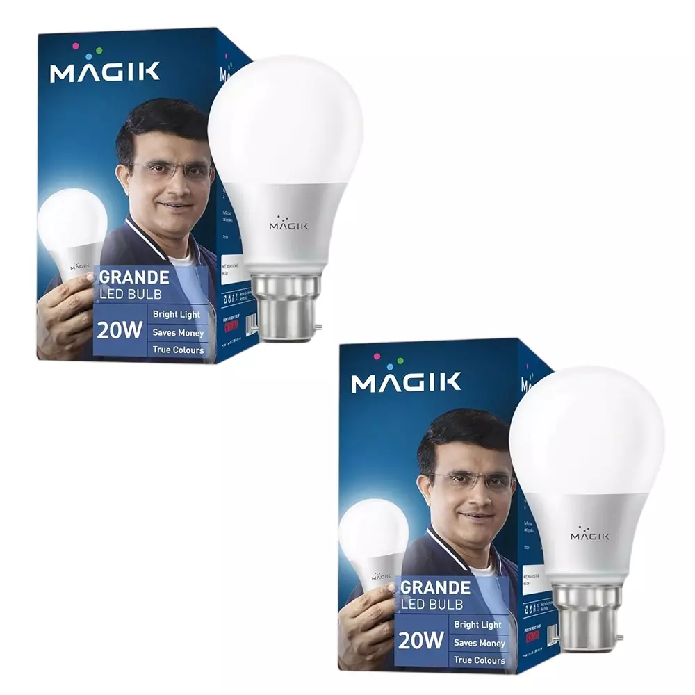 Magik 20 W Grande LED Bulb 6500 K Color Temperature B22 Base and Upto 440 V Surge Protection, LUGR020CP4173E2 (Pack of 2)