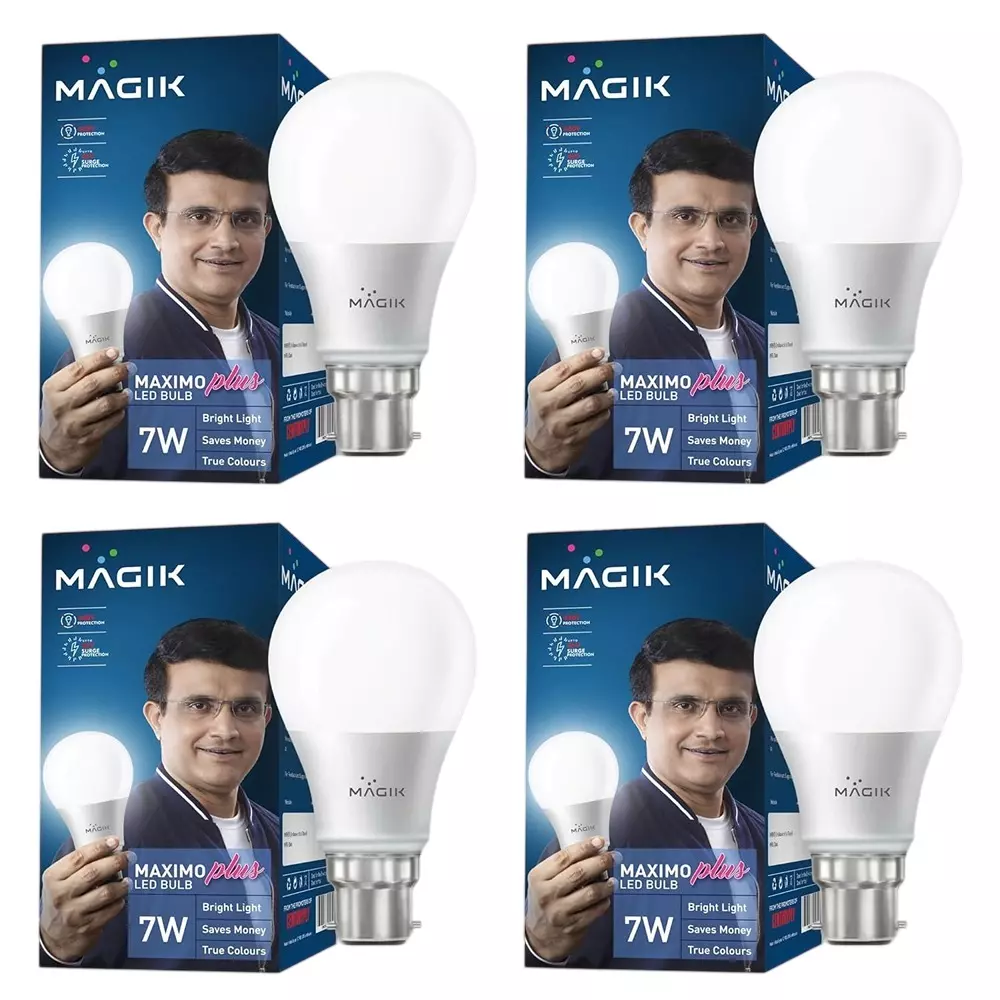 Magik 7 W Maximo Plus LED Bulb 6500 K Color Temperature B22 Base and Upto 4 kV Surge Protection, LUMAP007C4129E4 (Pack of 4)