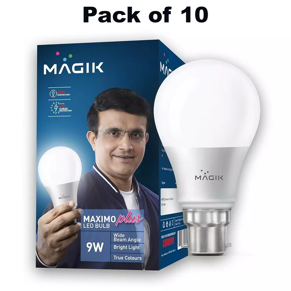 magik-9-w-maximo-plus-led-bulb-3000-k-color-temperature-b22-base-and-upto-4-kv-surge-protection-lumap009w4145e10-pack-of-10