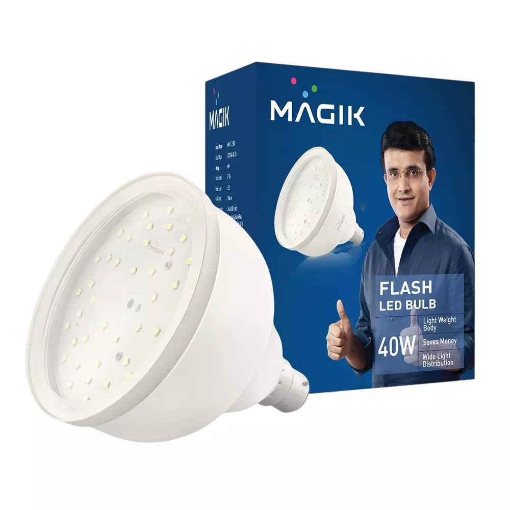 Magik 40 W Power Plus Flash LED Bulb 3000 K Color Temperature B22 Base and 25000 Hours Life Expectancy, LUPP040W1895