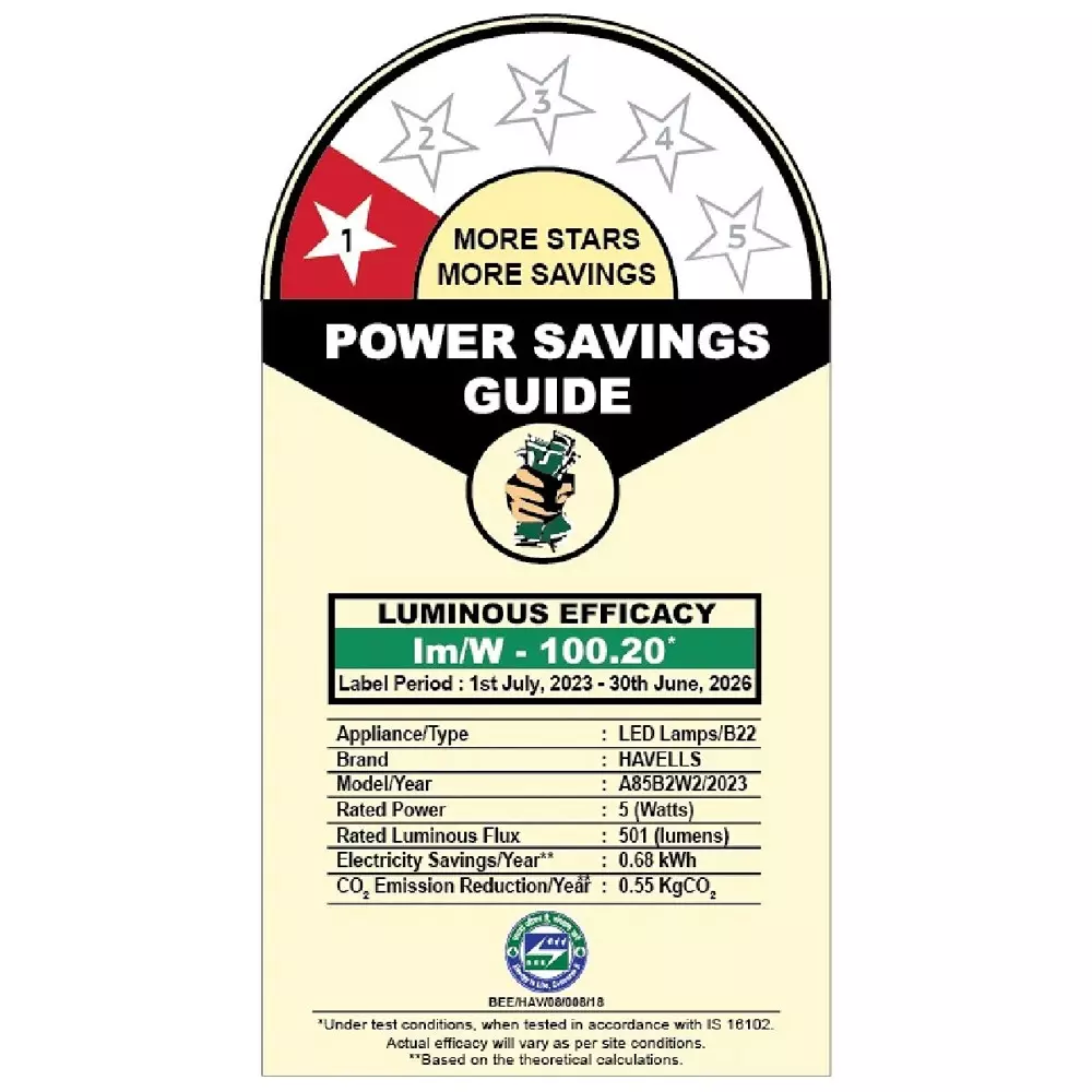 Havells 20 W Adore Plus LED Lamp V5 B22 Base Cap and Warm White Effect, LHLDERENIH2R020