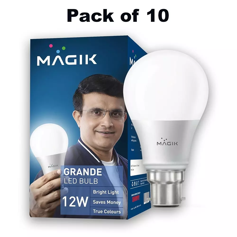 magik-12-w-grande-led-bulb-6500-k-color-temperature-b22-base-and-upto-440-v-surge-protection-lugr012cp4171e10-pack-of-10
