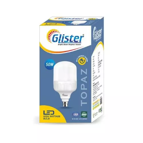 Glister 50 W LED Bulb 6500K Color Temperature B22D Bulb Base White