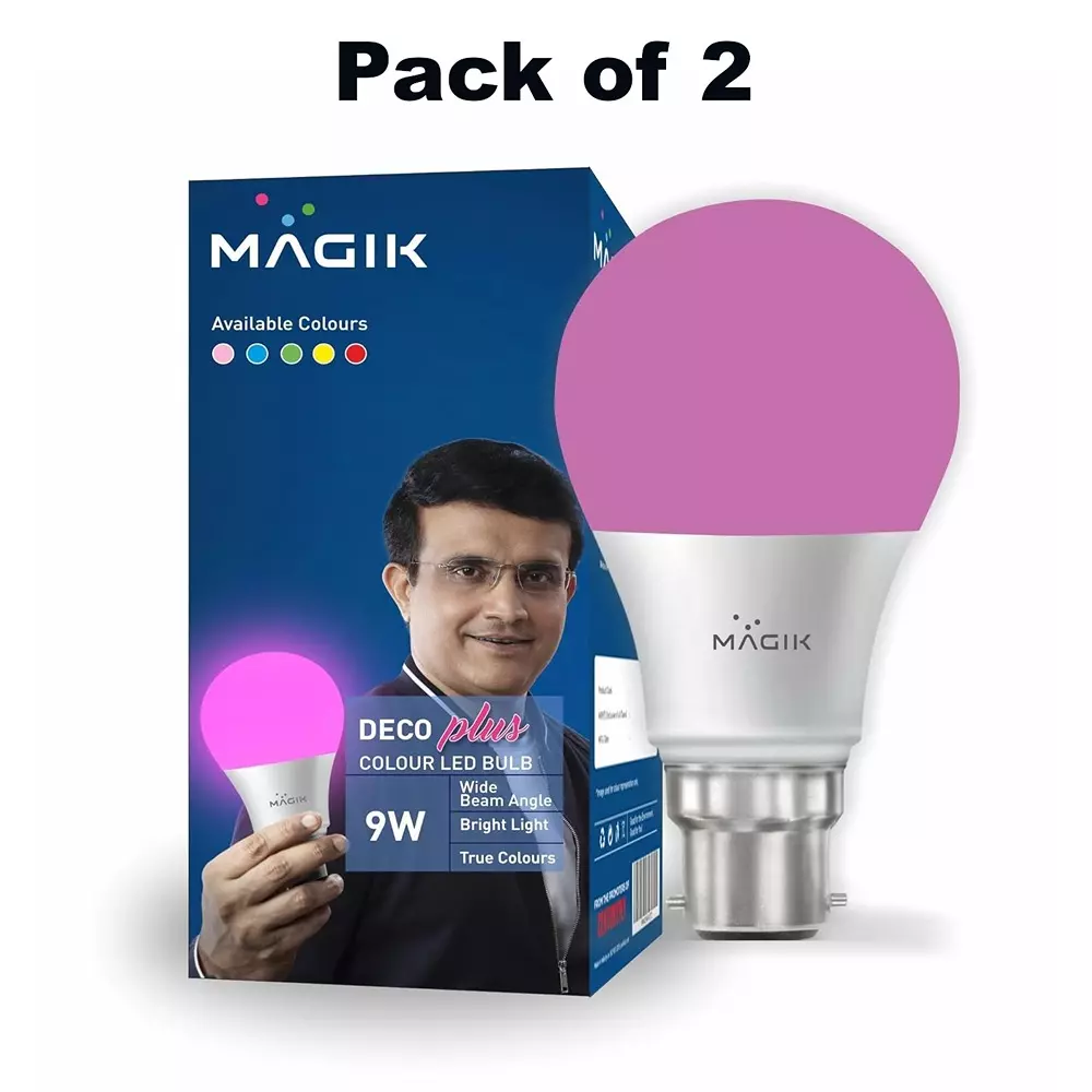 magik-9-w-deco-plus-led-color-bulb-6500k-color-temperature-b22d-base-pink-color-ludp009p4260e2-pack-of-2