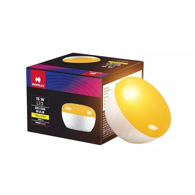 Havells 15 W Dekor Bulb LED Lamp B22 Base Cap and Yellow Color, LHLDDDBNC5R15
