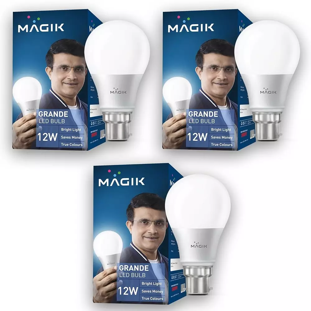 Magik 12 W Grande LED Bulb 6500 K Color Temperature B22 Base and Upto 440 V Surge Protection, LUGR012CP4171E3 (Pack of 3)