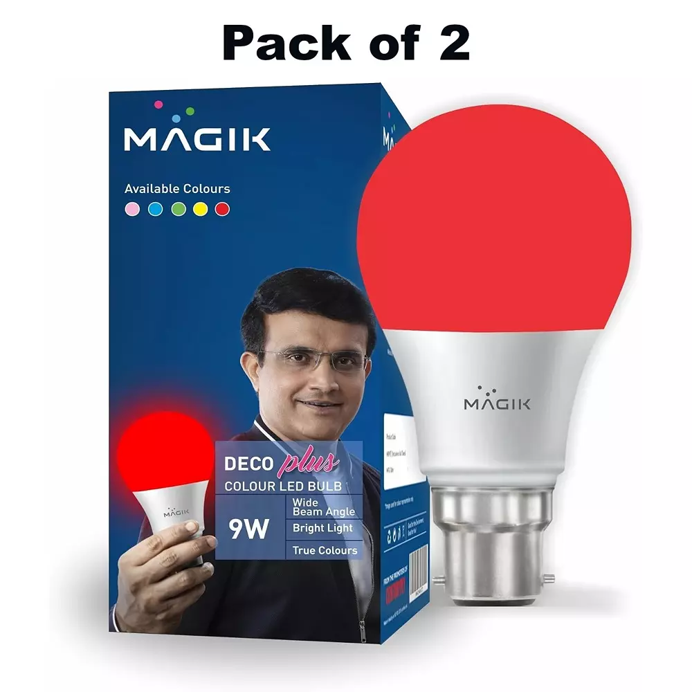 magik-9-w-deco-plus-led-color-bulb-6500k-color-temperature-b22d-base-red-color-ludp009r4256e2-pack-of-2