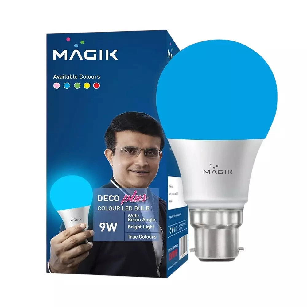 Magik 9 W Deco Plus LED Color Bulb 6500K Color Temperature B22D Base Blue Color, LUDP009B4257E2 (Pack of 2)