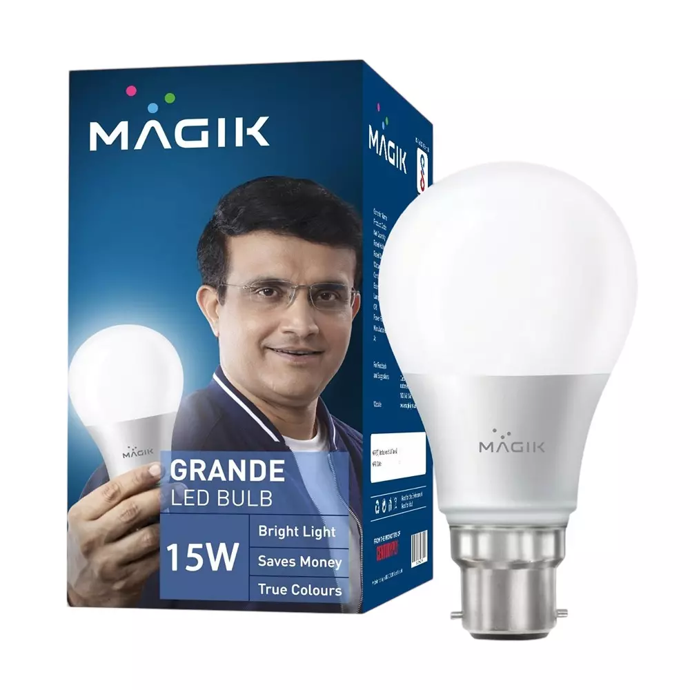 Magik 15 W Grande LED Bulb 6500 K Color Temperature B22 Base and Upto 440 V Surge Protection, LUGR015CP4172
