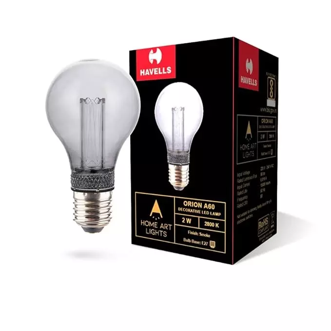 Havells 2 W Orion A60 LED Lamp Smoke E27 Base Cap and 2800 K, LHLDBNHA6B8R002