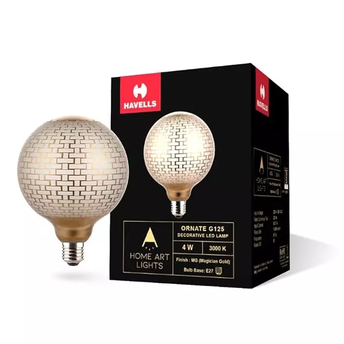 Havells 4 W Ornate G125 MG LED Lamp Magician Gold E27 Base Cap and 3000 K, LHLDBMHA6D8R004