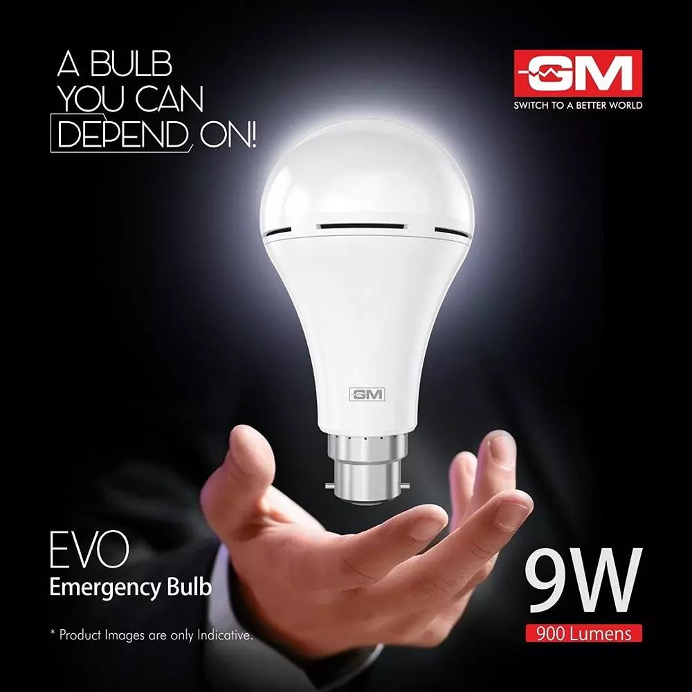 GM Evo LED Emergency Bulb 9 W White Light Colour B22D Bulb Base, GBA-9-ER-6K