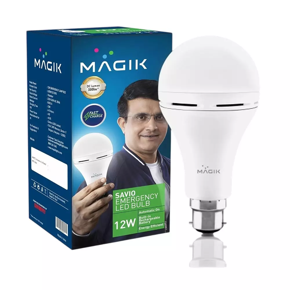 Magik 12 W Savio LED Emergency Bulb 6500 K Color Temperature B22 Base and 4 Hours Battery Backup Time, LUSV012C1893