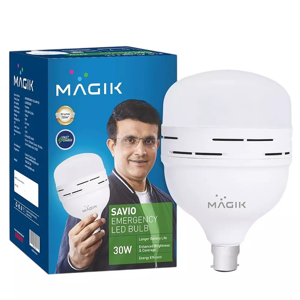 Magik 30 W Savio LED Emergency Bulb 6500 K Color Temperature B22 Base and 4 Hours Battery Backup Time, LUSV030C4529