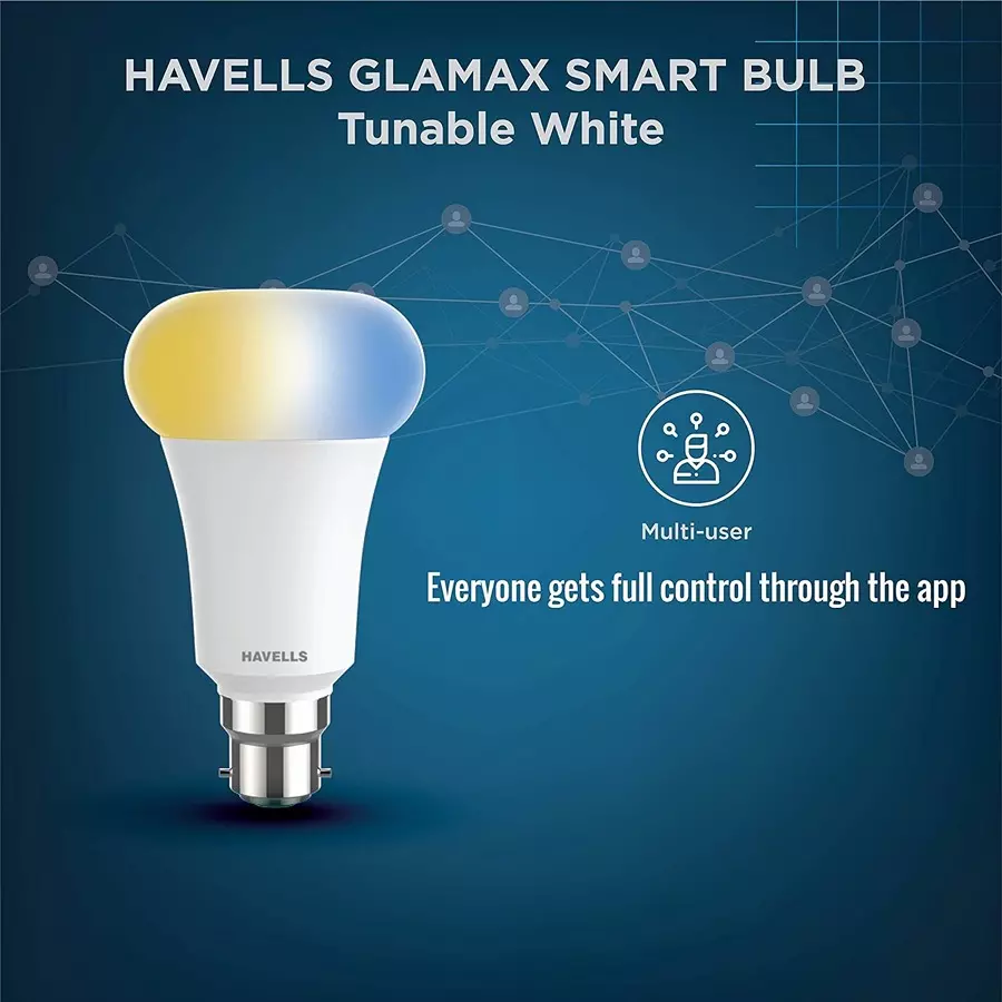 Havells Glamax 9 W Smart bulb B22 White 6500 K, LHLDAMED3A8R009