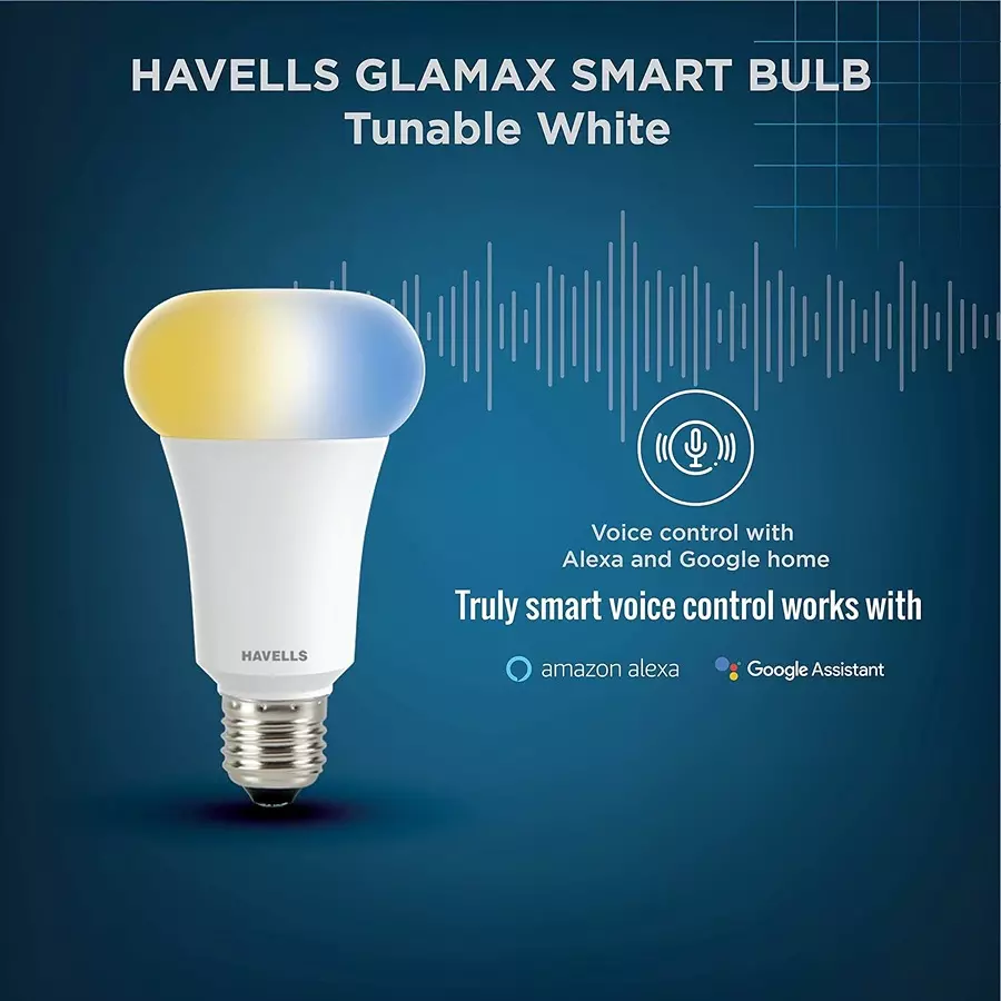 Havells Glamax 9 W Smart bulb E27 White 6500 K, LHLDAMHD3A8R009
