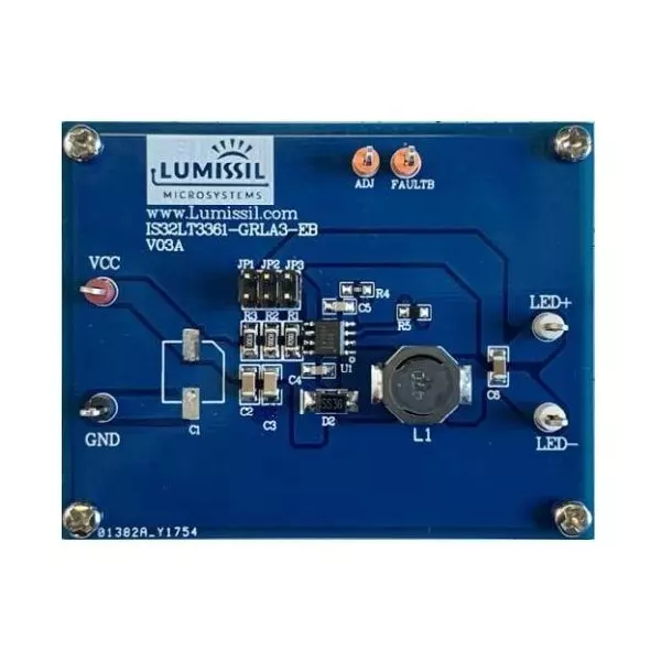 Lumissil Evaluation Boards 6 to 40 V Operating Supply Voltage, IS32LT3361-GRLA3-EB