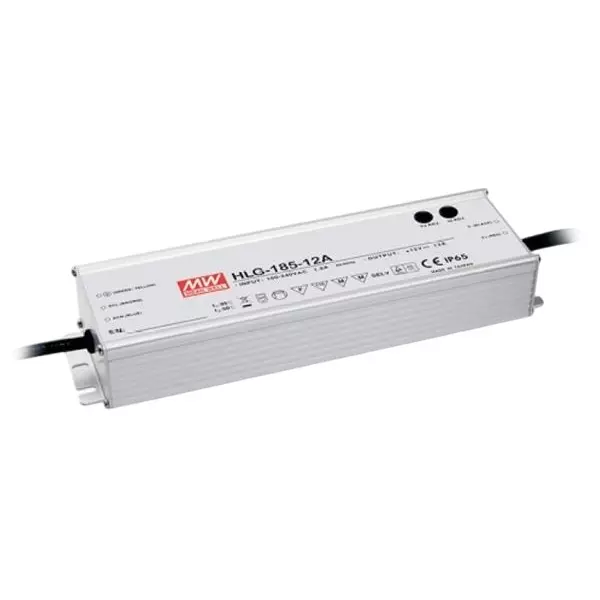 Mean Well HLG-185H Series LED Drivers Power Supply 1 Output 228 mm (8.976 inch) Without Dimming, HLG-185H-12