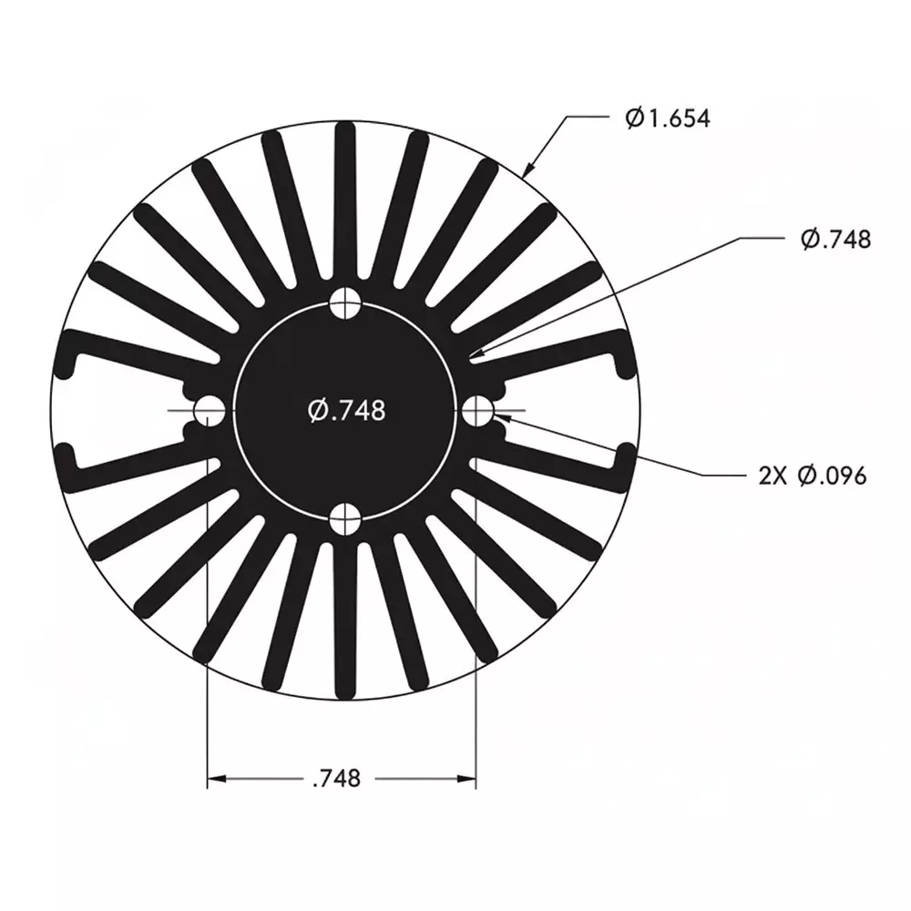 WAKEFIELD THERMAL LED Heat Sinks Screw Mount Aluminum, 19756-XL-AB W/O ANO