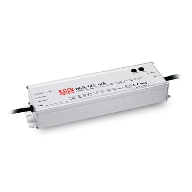 Mean Well LED Drivers Power Supply Chassis Mount 1 Output 186 W, HLG-185H-20