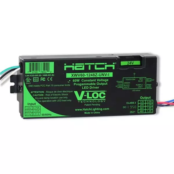 HATCH V-LOC Constant Voltage LED Drivers Series LED Drivers Power Supply 1 Output 145 mm (5.709 inch) With Dimming, XWV40-1248Z-UNV-I