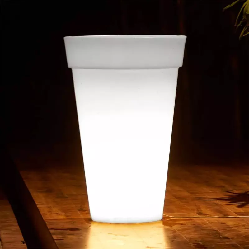 ATUL Modern Style LED Pots Floor Standing White Plastic Weather & UV Resistant, Bloom Planter