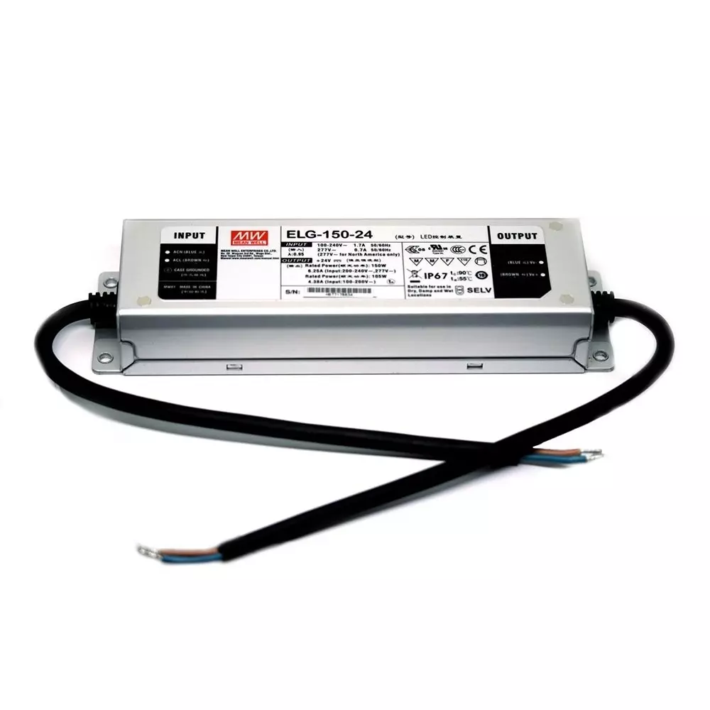 Mean Well LED Drivers Power Supply Chassis Mount 1 Output 150 W, ELG-150-24