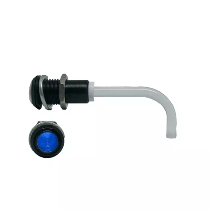 BIVAR Panel Mount Right Angle LED Light Pipe Blue Round Lens, RHD-1100-3000-F9PZB67PR
