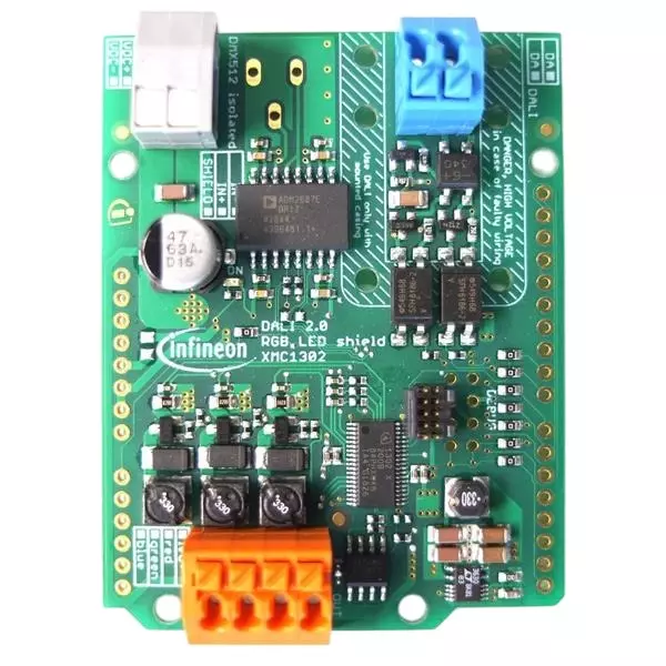 Infineon Evaluation Boards 12 to 48 V Operating Supply Voltage, KITXMCLEDDALI20RGBTOBO1