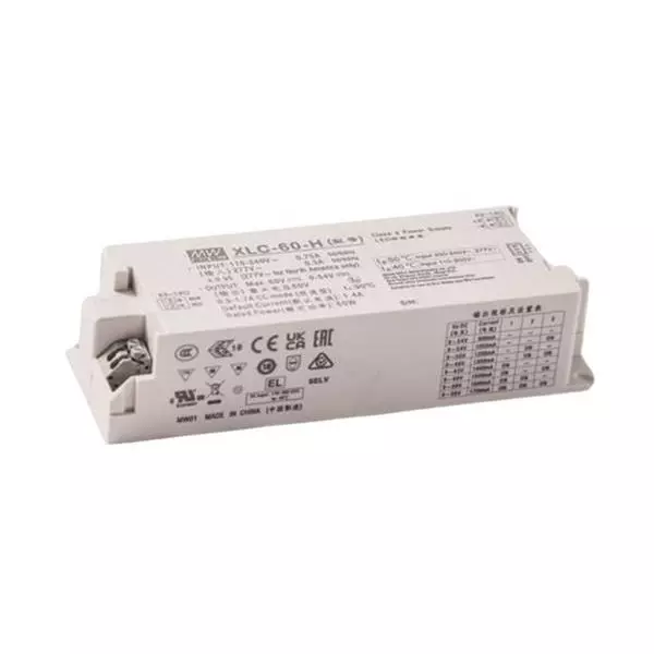 Mean Well XLC-60 Series LED Drivers Power Supply 1 Output 136 mm (5.354 inch) Without Dimming, XLC-60-12