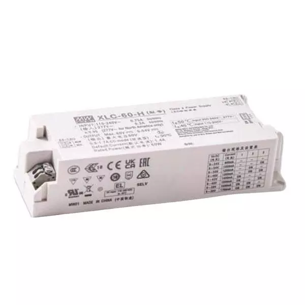 Mean Well XLC-60-B Series LED Drivers Power Supply 1 Output 136 mm (5.354 inch) With Dimming, XLC-60-24-B