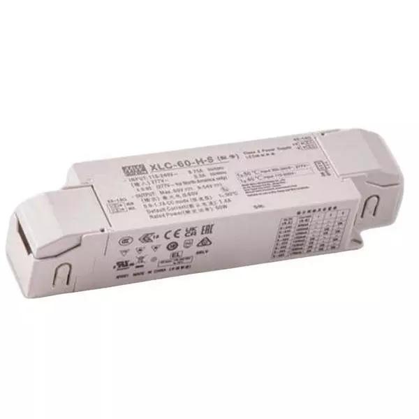 Mean Well XLC-60-DA2S Series LED Drivers Power Supply 1 Output 176 mm (6.929 inch) With Dimming, XLC-60-48-DA2S