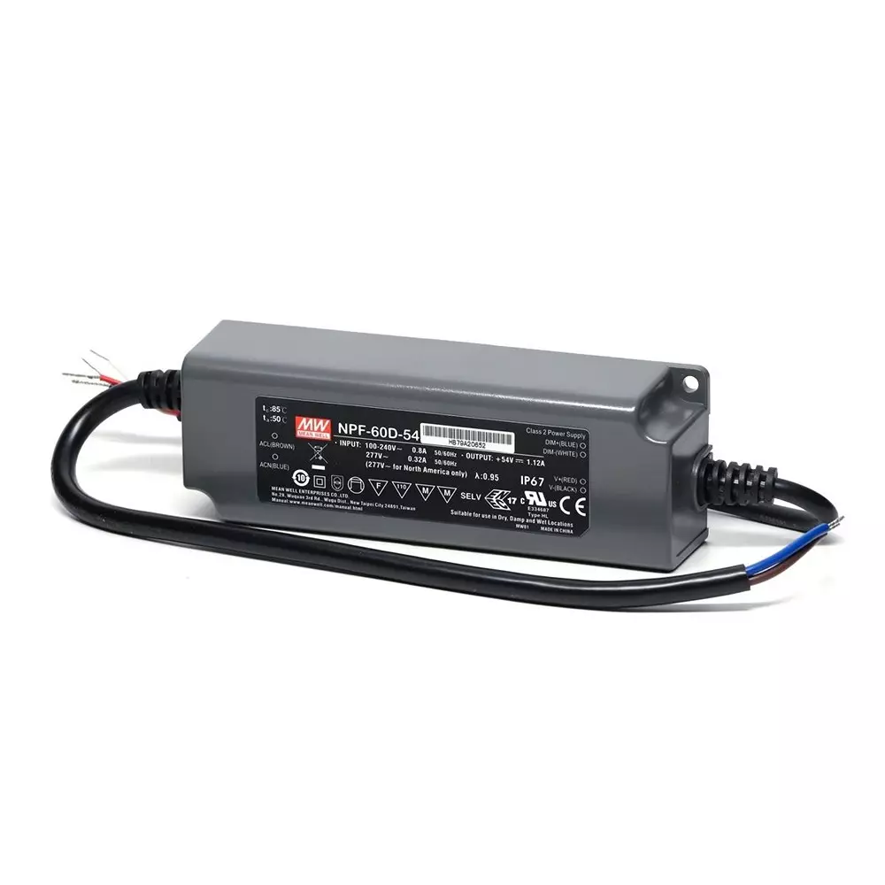 Mean Well LED Drivers Power Supply Chassis Mount 1 Output 60.48 W, NPF-60D-54