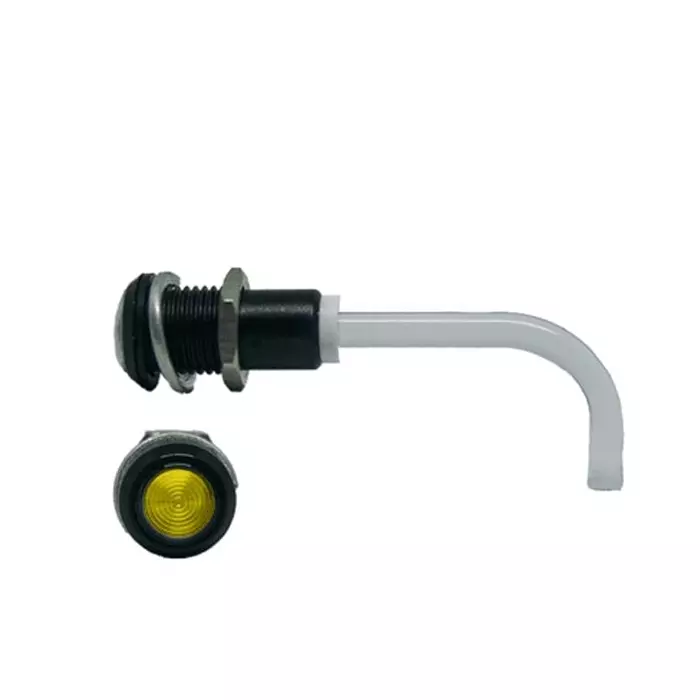 BIVAR Panel Mount Right Angle LED Light Pipe Yellow Round Lens, RHD-0700-3000-F9PZY67PR