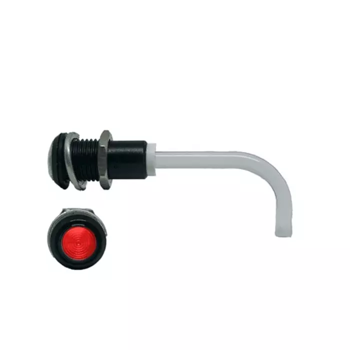 BIVAR Panel Mount Right Angle LED Light Pipe Red Round Lens, RHD-1100-2500-F9PZR67PR