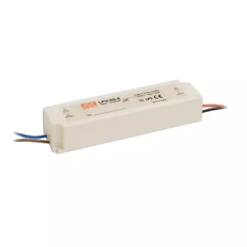 Mean Well LPV-60 Series LED Drivers Power Supply 1 Output 162.5 mm (6.398 inch) Without Dimming, LPV-60-24