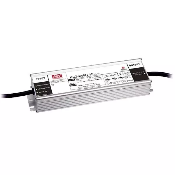 Mean Well HLG-240H Series LED Drivers Power Supply 1 Output 244.2 mm (9.614 inch) With Dimming, HLG-240H-54A