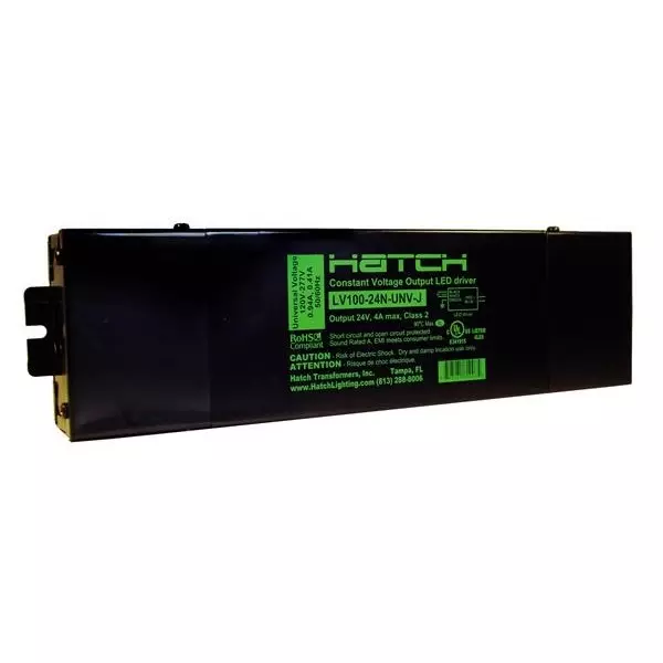 HATCH LV100 Series LED Drivers Power Supply 1 Output 289.56 mm (11.4 inch) Without Dimming, LV100-24N-UNV-J