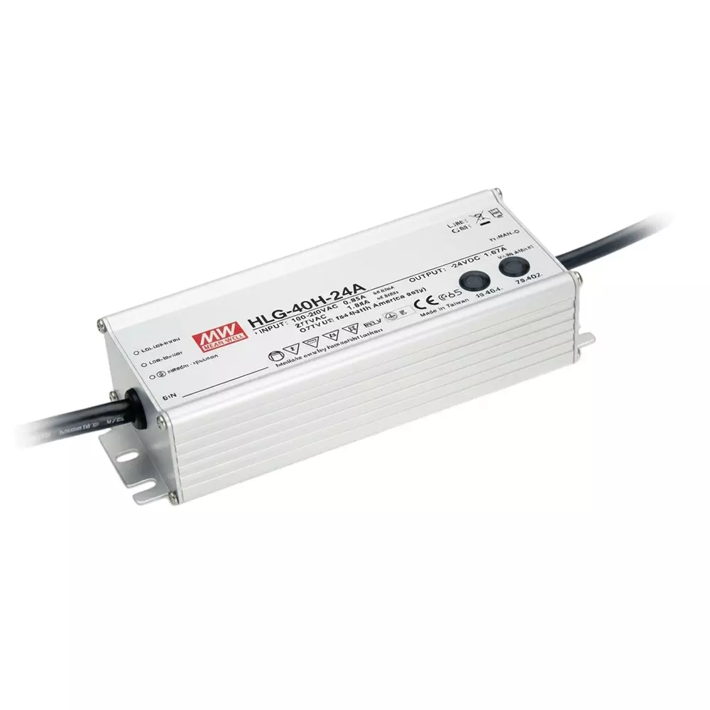Mean Well HLG-40H Series LED Drivers Power Supply 1 Output 171 mm (6.732 inch) Without Dimming, HLG-40H-12