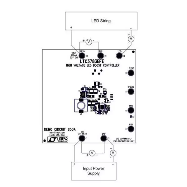 Analog Devices LTC3783 Series Demonstration Boards 3 to 14.4 V Operating Supply Voltage, DC850A