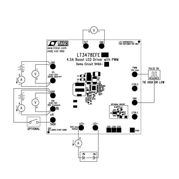 Analog Devices LT3478 Series Demonstration Boards 2.8 to 25 V Operating Supply Voltage, DC949A-A