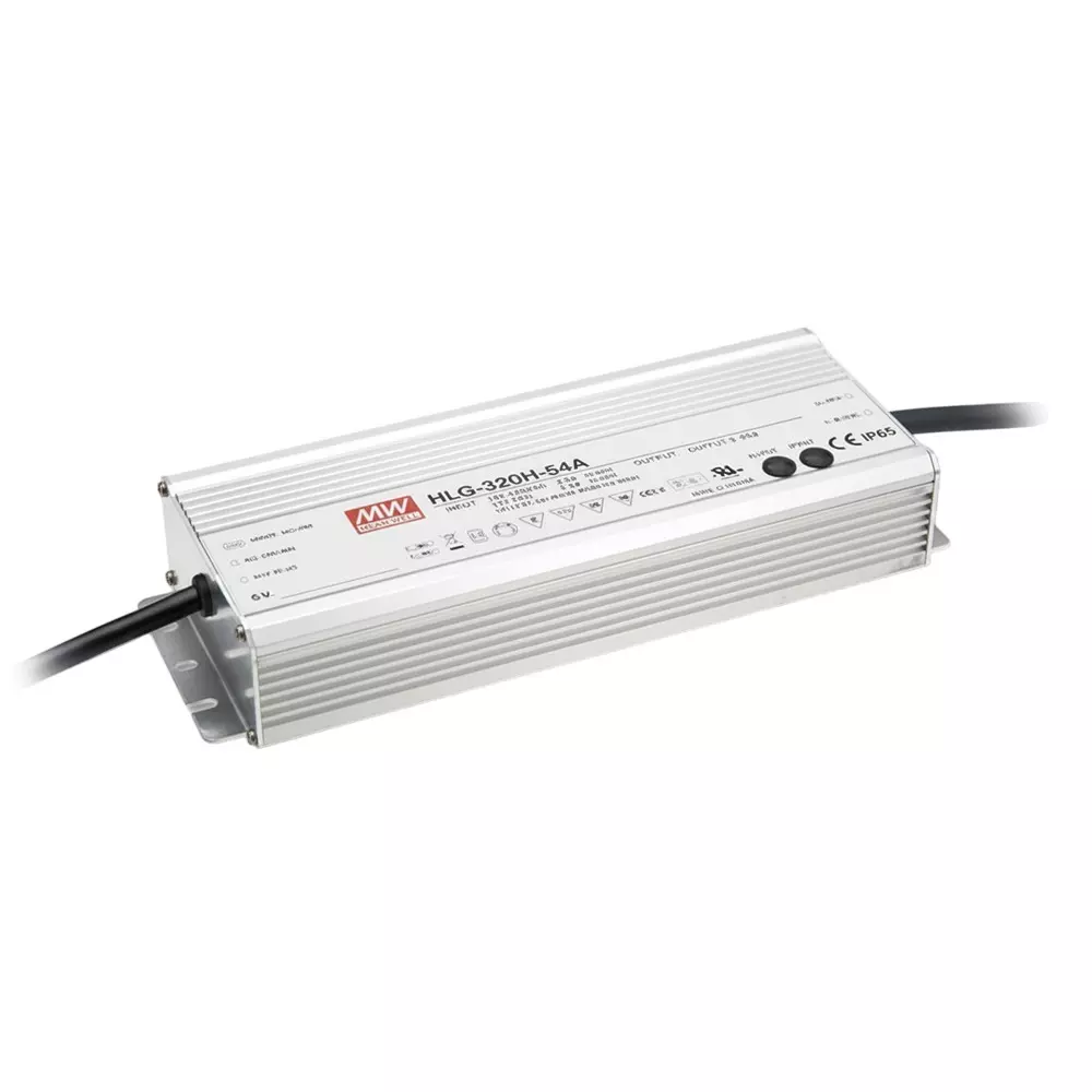 Mean Well HLG-320H Series LED Drivers Power Supply 1 Output 225.2 mm (8.866 inch) Without Dimming, HLG-320H-24
