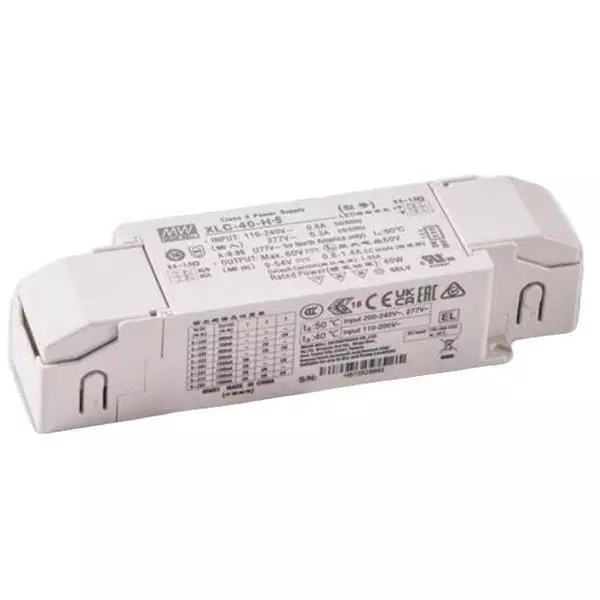 Mean Well XLC-40-S Series LED Drivers Power Supply 1 Output 147 mm (5.787 inch) With Dimming, XLC-40-H-SN