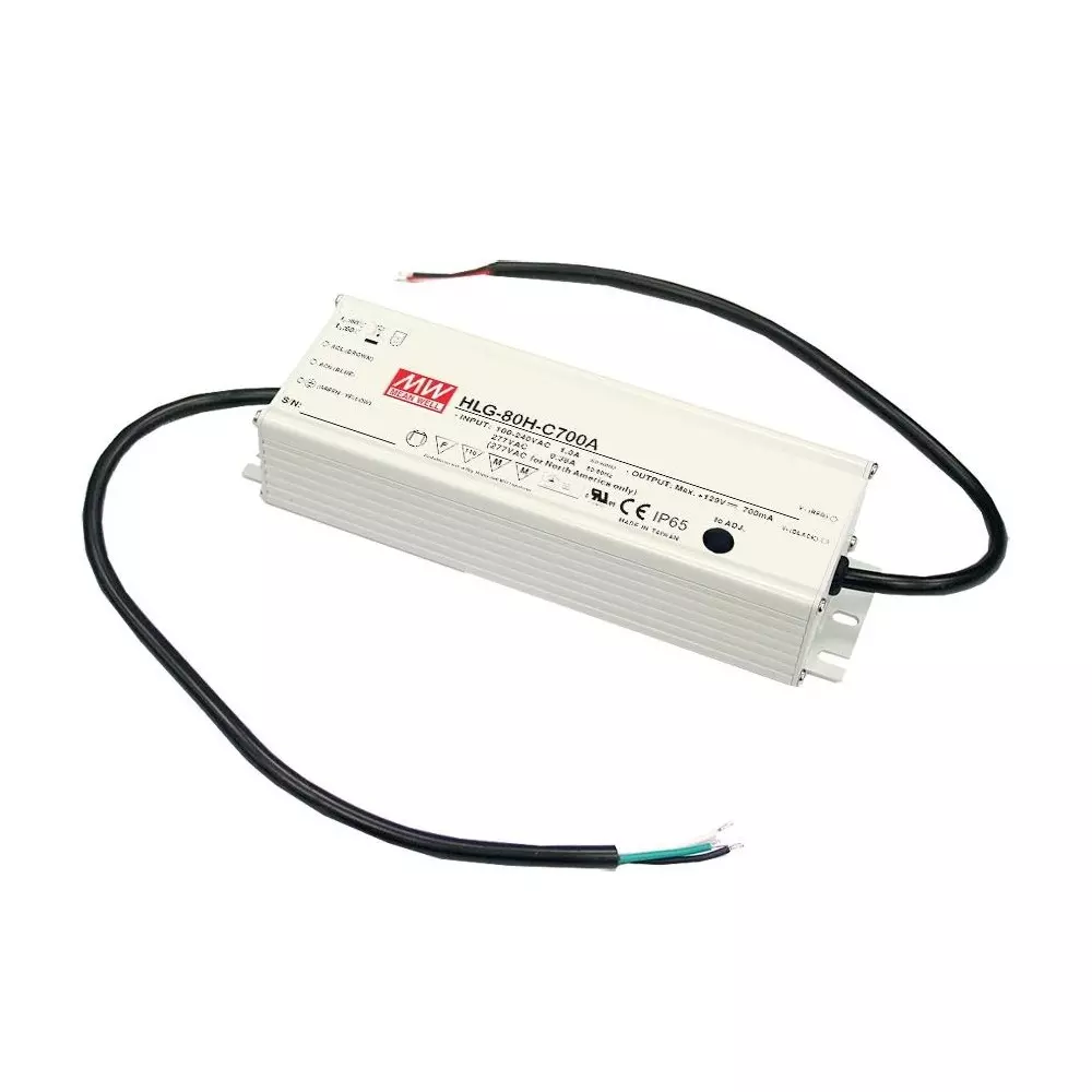 Mean Well LED Drivers Power Supply Chassis Mount 1 Output 90.3 W, HLG-80H-C700B