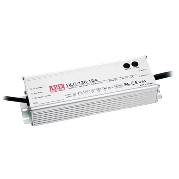 Mean Well HLG-120H Series LED Drivers Power Supply 1 Output 220 mm (0.866 inch) Without Dimming, HLG-120H-12